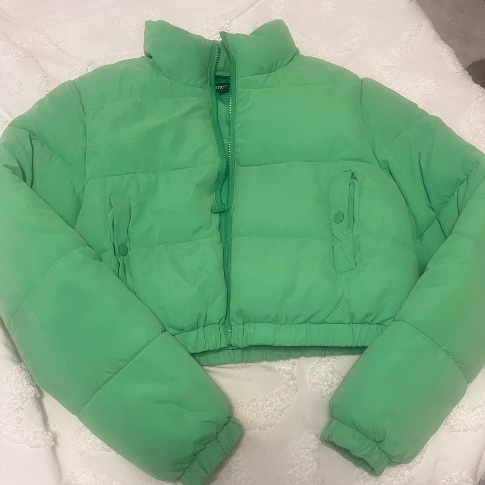 Green Pretty Little Thing puffer jacket